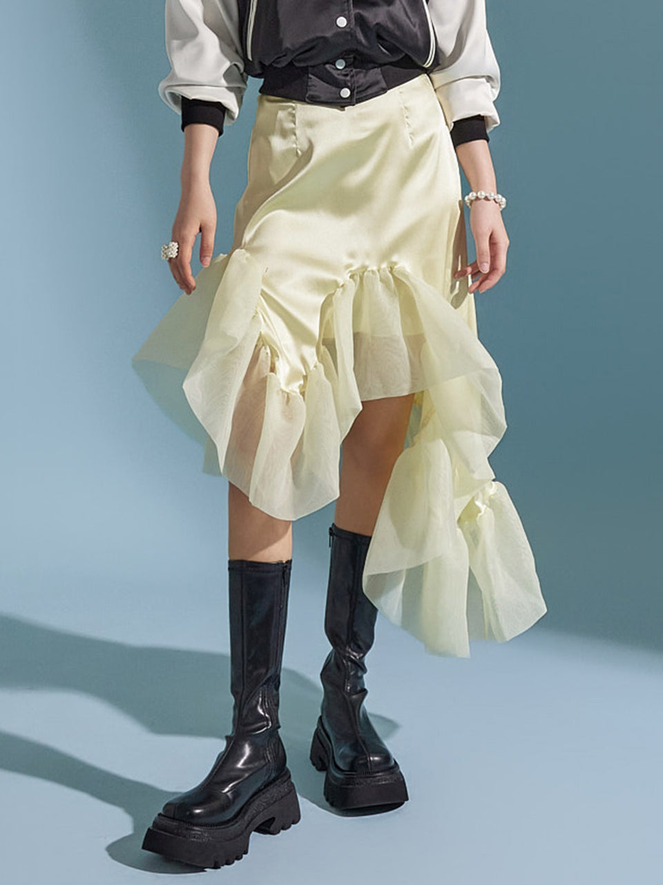 SK2689 Frill Asymmetrical Comfort Skirt