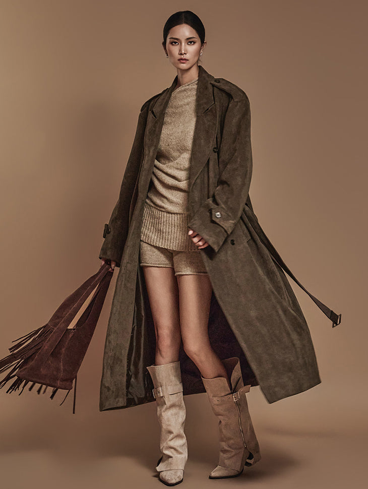 J2438 Suede Trench With Belt