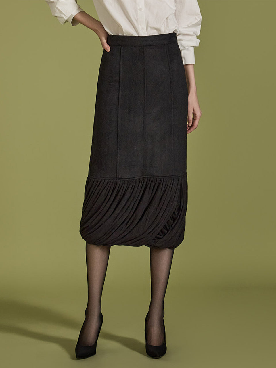 SK2841 wrinkle wool Skirt