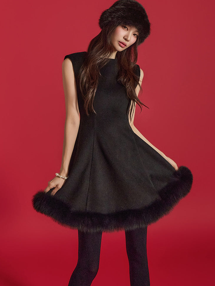 D5153 Fur Mini Dress