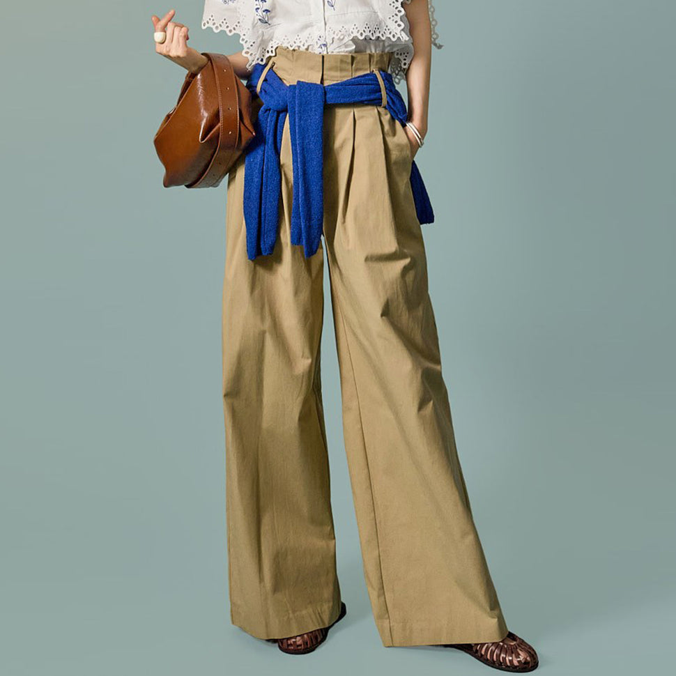 P3826 ハイウエストピンタックパンツ