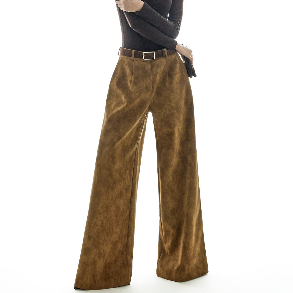 P9182 Suede Wide Pants