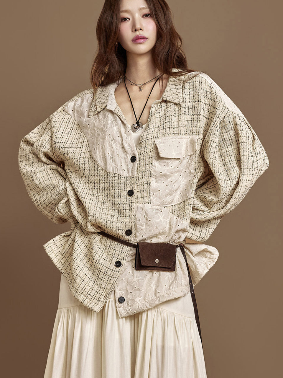 S797 Tweed Lace Shirts