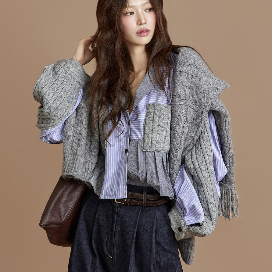 S810 Shirts with Cable Knit Patch