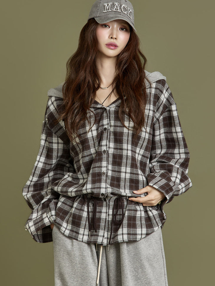 S816 Check Hooded Shirts