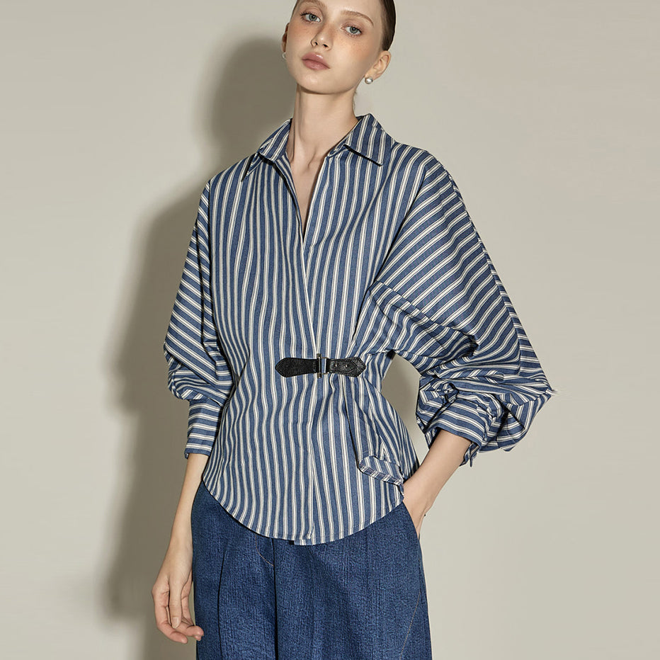 S819 Striped Collar Shirts
