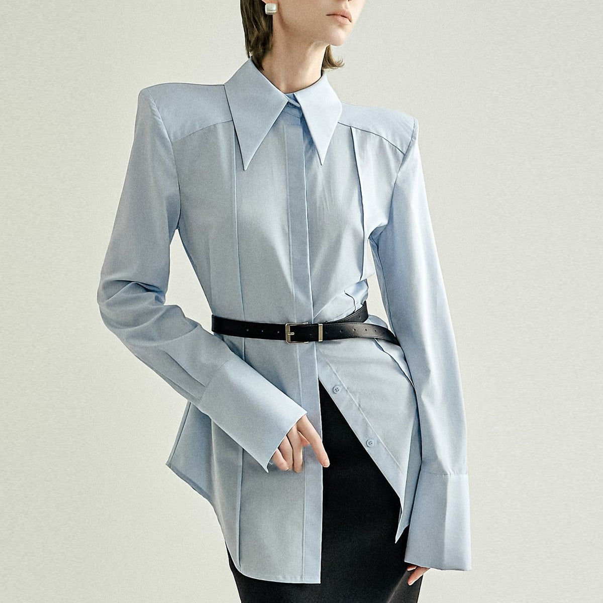 S9037 スリムカットロングシャツ