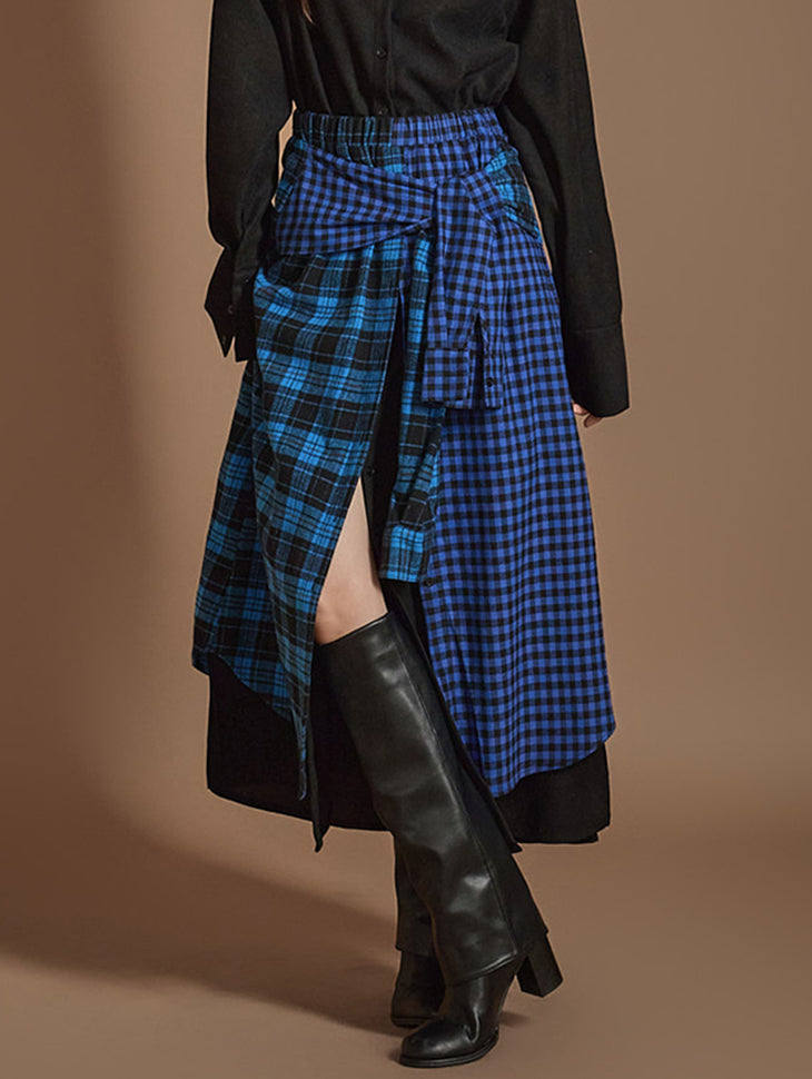 SK2854 Plaid Strap Skirt