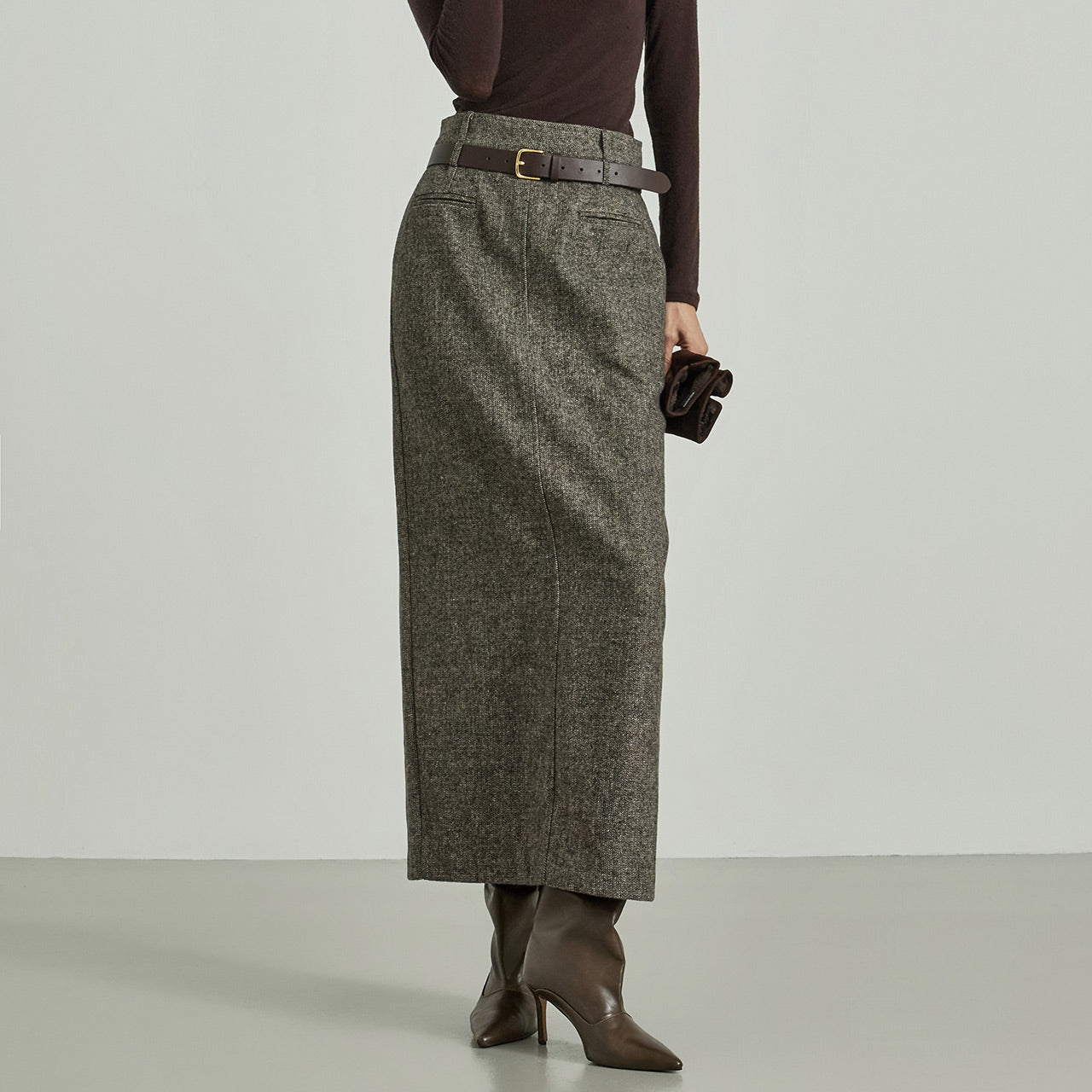 SK3114 High-Waist Wool Skirt