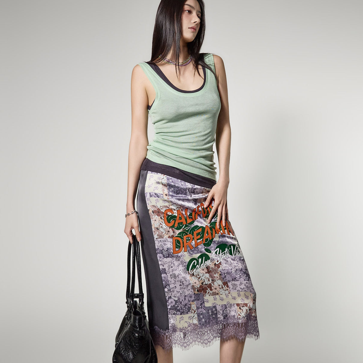 SK3165 Printed Lace Skirt