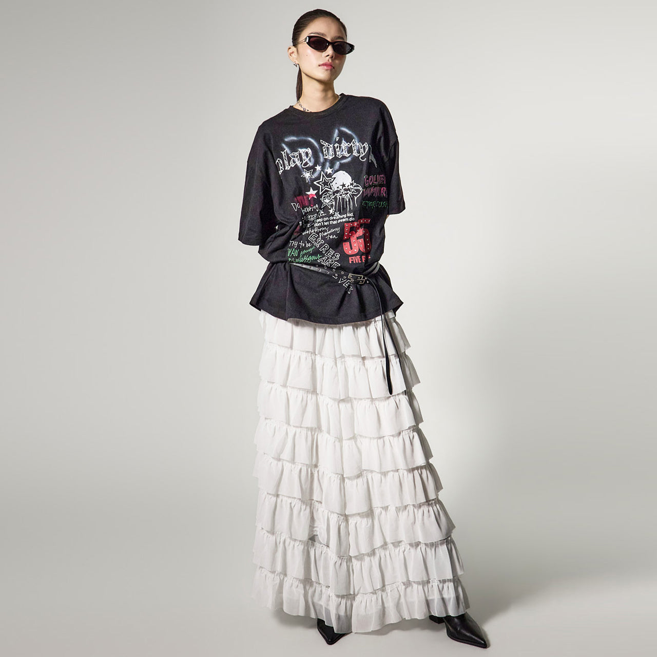 SK3184 雪纺分层半身裙