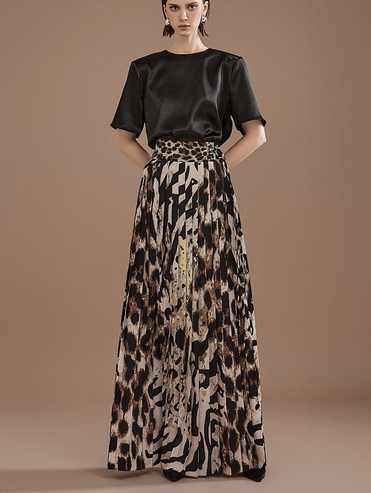 SK9194 Leopard Pleated Skirt