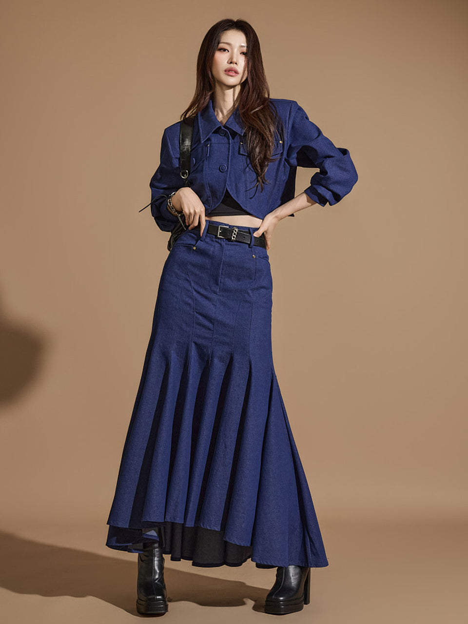 TP1929 Denim Jacket and Skirt Set