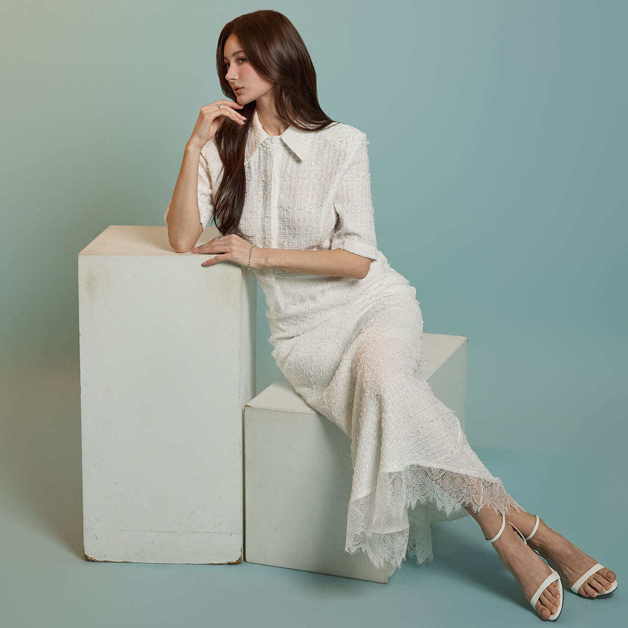 TP2099 粗花呢上衣和裙子套装