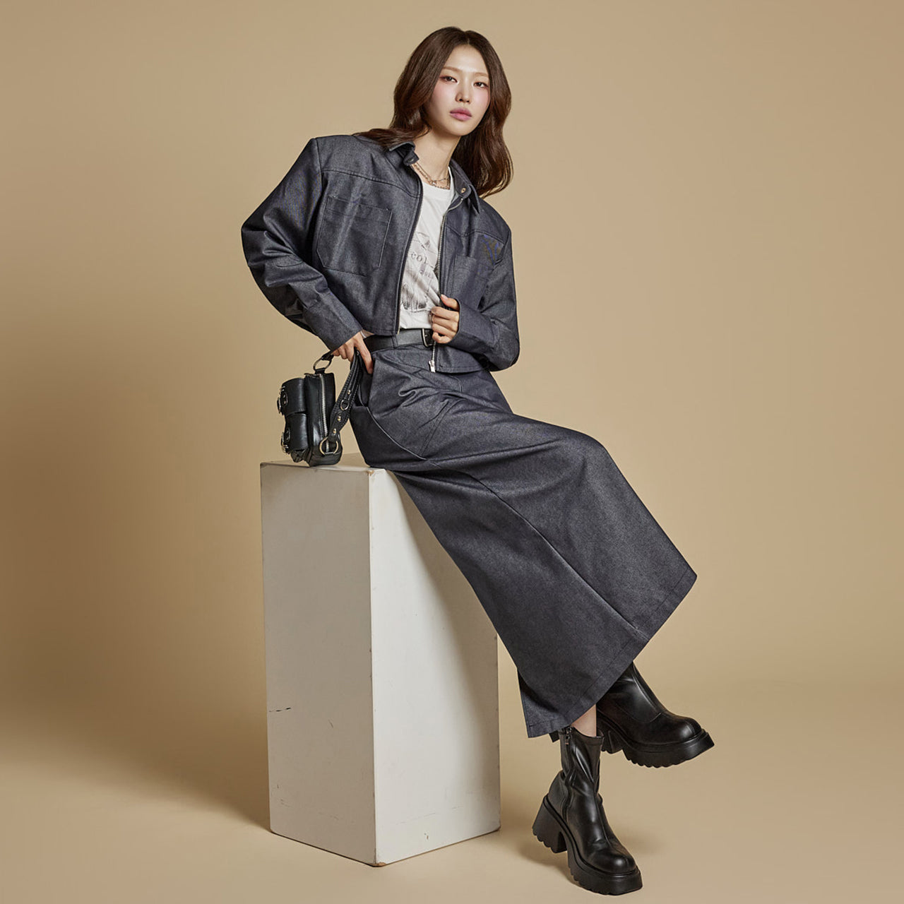 TP2224 Zip-Up Jacket and Skirt Set