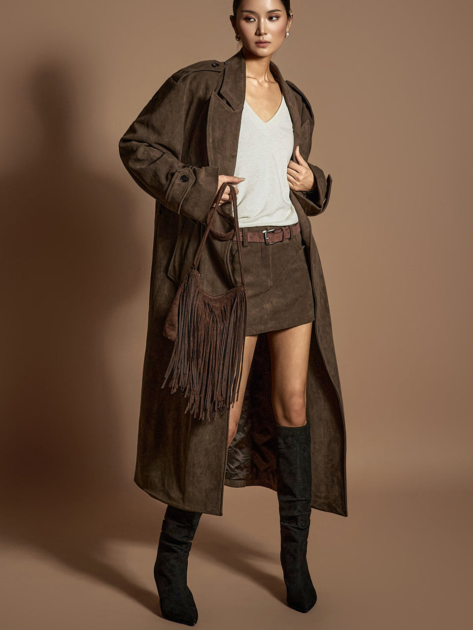 TP2230 Trench Coat and Skirt Set