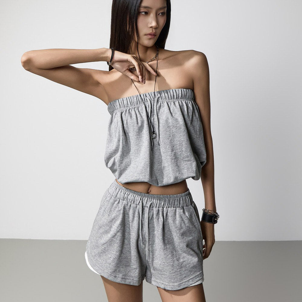 TR068 Tube Top Tracksuit Set